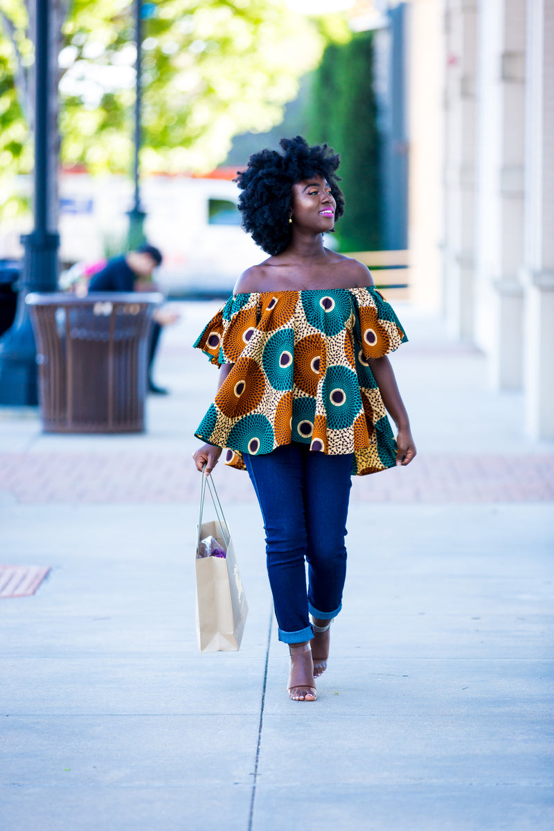 Maxine Off Shoulder Top Brown h2bapparel
