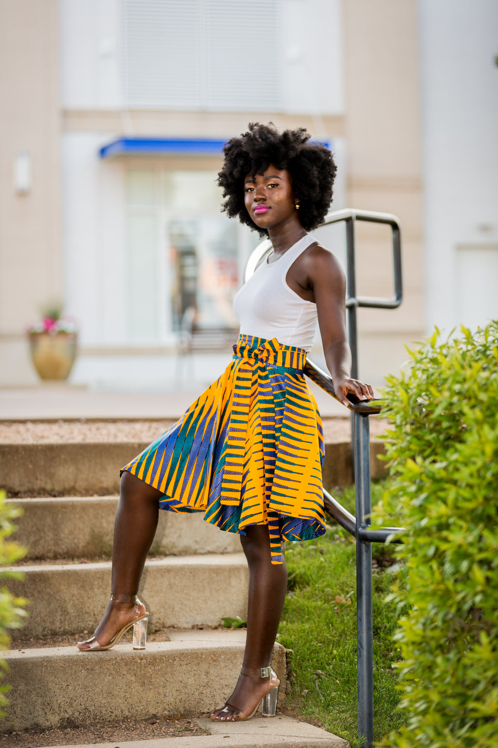 Miss Bryn- Belted High Waist Skirt- Gold