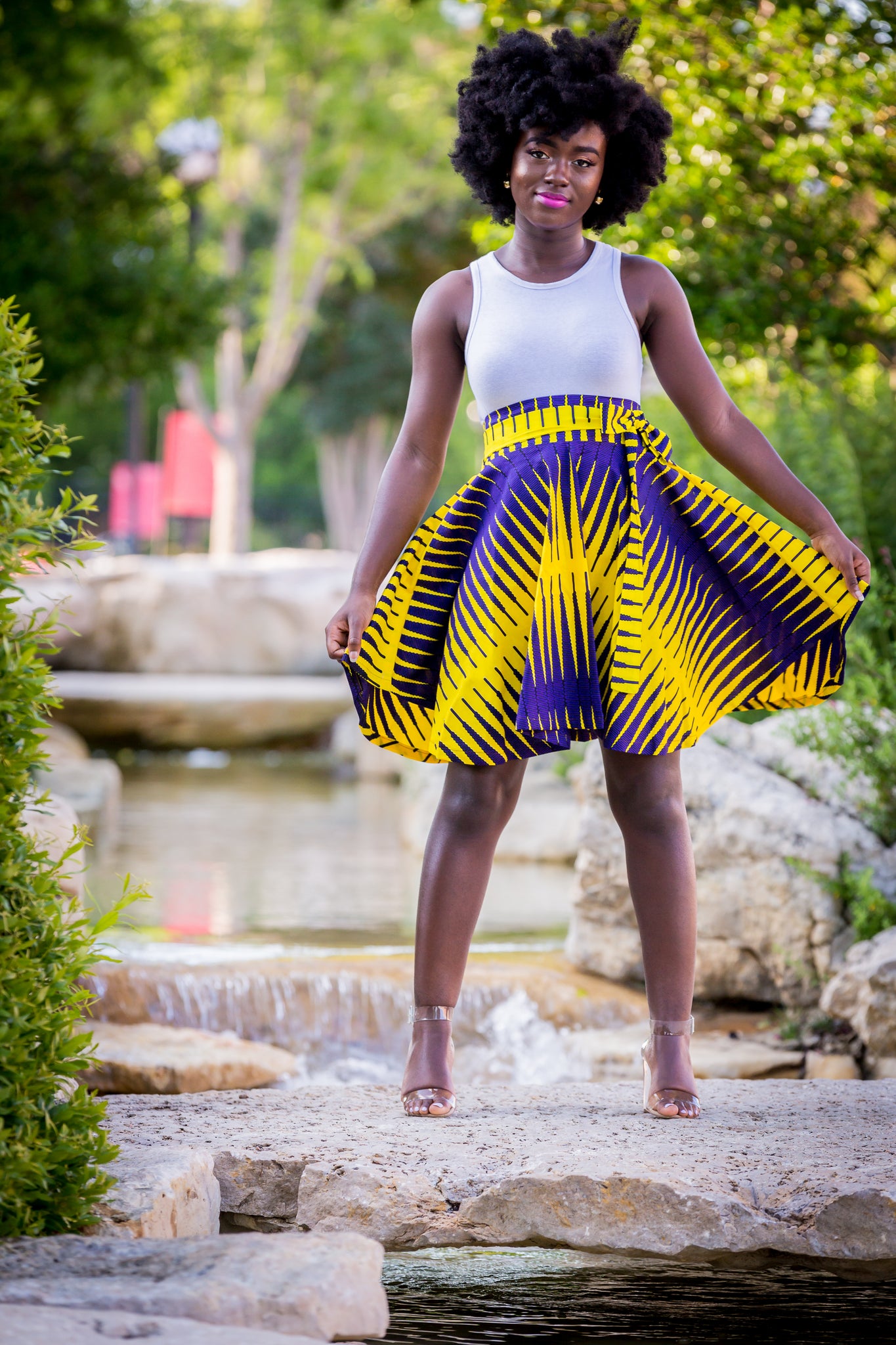 Miss Bryn- Belted High Waist Skirt- Purple